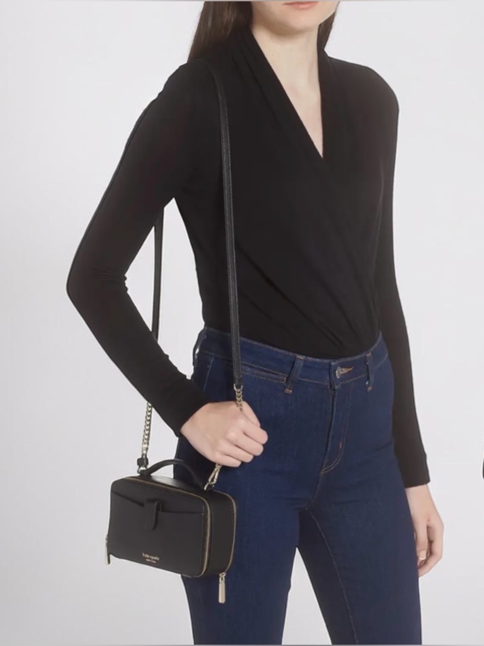 Kate Spade Hudson black pebble leather double zip crossbody - Picture 2 of 12